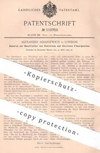 original Patent - Alexander Adiassewich , London , England , 1899 , Destillation von Petroleum | Destillieren , Öl !!