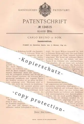 original Patent - Carlo Bruno , Rom , Italien , 1899 , Sammlerelektrode | Elektrode , Elektroden | Strom , Elektriker !