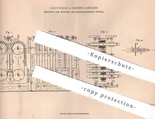 original Patent - Julius Blank , Radebeul / Dresden , 1903 ,  Waschen von Photographie - Platten | photography , Kamera