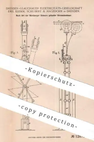 original Patent - Dresden Glauchauer Elektricitäts-Ges. Emil Klemm , Schubert & Hagedorn | 1901 , Stromabnehmer | Strom