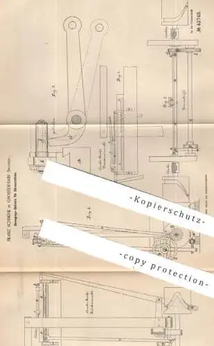 original Patent - Franz Schmirk , Grossenhain , Sachsen , 1887 , Bewegungs- Getriebe f. Steckschützen | Weben , Webstuhl