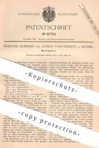 original Patent - Francois Quénéhen & Achille Vansteenkiste , Brüssel , Belgien , 1887 , Mahlmühle | Mühle , Mühlen !!!