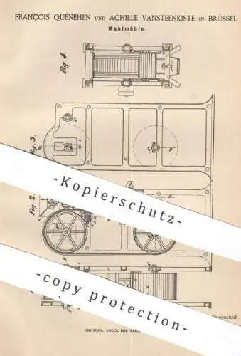 original Patent - Francois Quénéhen & Achille Vansteenkiste , Brüssel , Belgien , 1887 , Mahlmühle | Mühle , Mühlen !!!