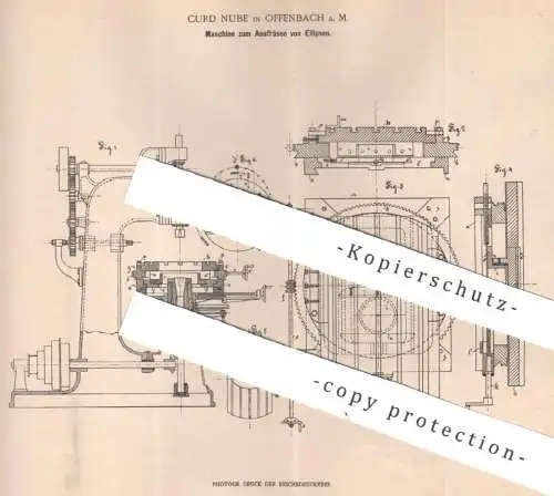 original Patent - Curd Nube , Offenbach / Main , 1900 , Auffräsen von Ellipsen | Ellipse , Fräse , Fräsen , Fräsmaschine