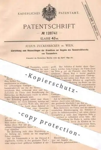 original Patent - Julius Zuckerbäcker , Wien , Österreich , 1899 , Summierzählwerk am Taxameter | Zählwerk , Taxi , Taxe