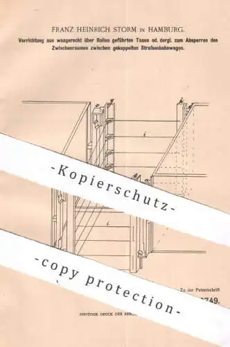 original Patent - Franz Heinrich Storm , Hamburg , 1901 , Straßenbahnwagen - Kupplung | Straßenbahn , Eisenbahn !!!