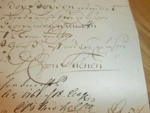 Hafenschein von der Reede / Stralsund - 1761 - Mecklenburg ,mit Signatur v. Kapitän , mit Angabe zu Schiff und Ladung !!