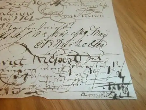 Hafenschein Fehmarn / Stralsund - 1761 - Mecklenburg , mit Signatur v. Kapitän , mit Angabe zu Schiff und Ladung !!!