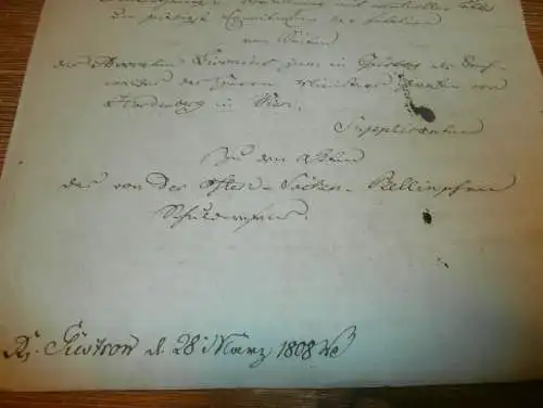 komplette Akte - von der Osten-Sacken , 1808 , von Hardenberg in Wien , von Lepel auf Dobbin , Bellin , Mecklenburg !!!
