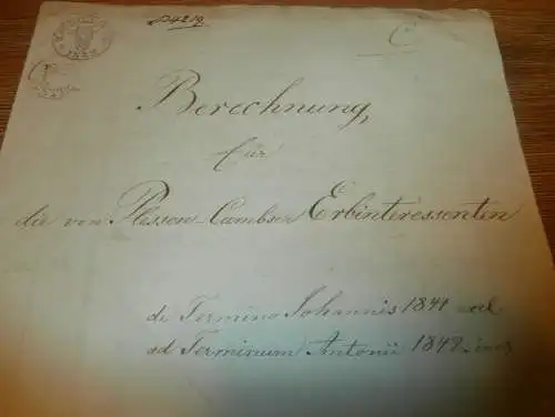 von Plessen in Kambs , 1842 , Viereck zu Güstrow , Dokument  , Adel Mecklenburg !!!