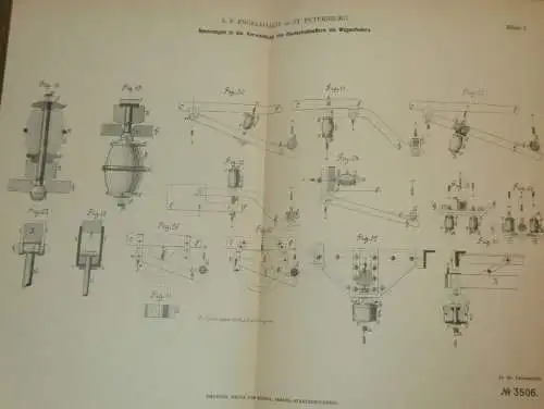 original Patent - A.P. Engelhardt in St. Petersburg / Russland , 27.04.1878 , Feder für Kutsche , Wagenbau !!