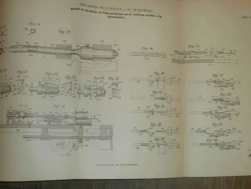 original Patent - Alexander Wictorsohn in in St. Petersburg / Russland , 3.06.1900 , Maschine für Zigaretten !!