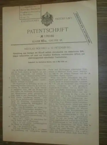 original Patent - Nicolas Hourko in in St. Petersburg / Russland , 3.05.1905 , Uhrzeit-Anzeiger , Uhr !!