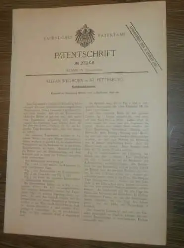 original Patent - Stefan Weghorn in St. Petersburg / Russland , 5.12.1896 , Notizblock-Kalender !!