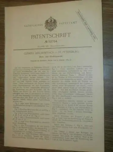 original Patent - Clément Leschewitsch in St. Petersburg / Russland , 9.10.1889 , Heiz- und Kochapparat , Heizungsbau !!