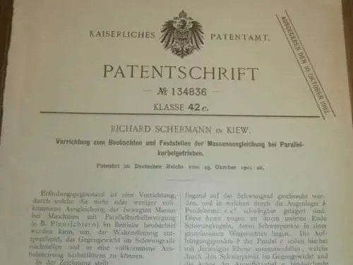 original Patent - Richard Schermann in Kiew i. Russland , 25.10.1901 , Getriebe , Maschinenbau !!