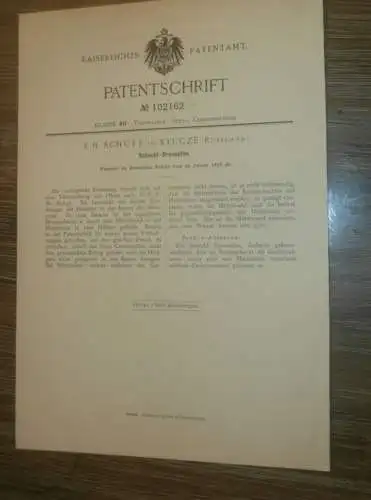 original Patent - J.H. Schütt in Klucze i. Polen , 29.01.1898 , Schacht-Brennofen , Ofen , Russland !!