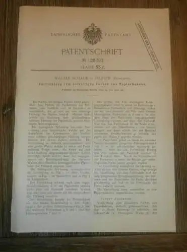 original Patent - Walter Schade in Rschew i. Russland , 23.07.1901 , Papier-Maschine , Papierfabrik !!