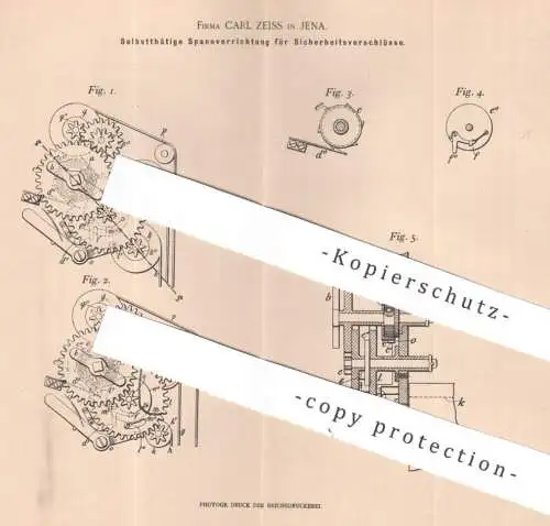 original Patent - Firma Carl Zeiss , Jena , 1900 , Spannvorrichtung für Sicherheitsverschluss | Objektiv , Kamera , Foto