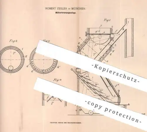 original Patent - Robert Zeiller , München , 1898 , Müllverbrennungsanlage | Müllverbrennung | Müll , Entsorgung !!