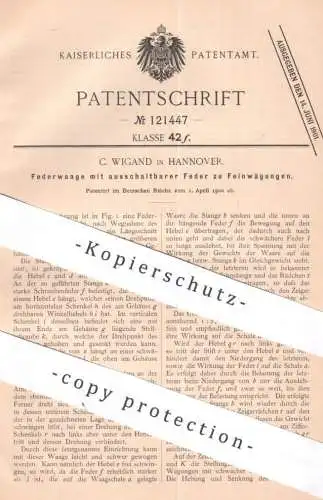 original Patent - C. Wigand , Hannover , 1900 , Federwaage | Feder - Waage | Waagschale , Küchenwaage , Waagen !!!