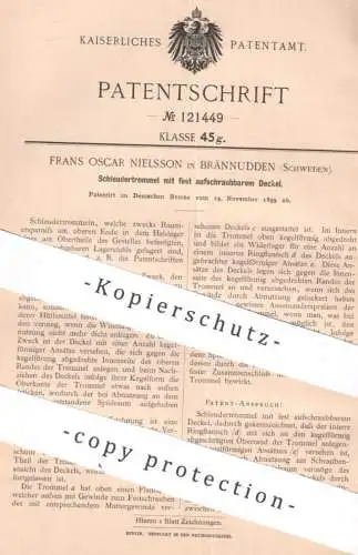 original Patent - Frans Oscar Nielsson , Brännudden , Schweden , 1899 , Schleudertrommel | Schleuder - Trommel | Milch