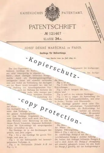 original Patent - Josef Désiré Maréchal , Paris , Frankreich , 1899 , Gestänge für Rollvorhang | Vorhang , Gardinen