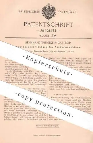 original Patent - Bernhard Wieneke , Castrop , 1899 , Umsteuerung für Fördermaschinen | Fördern , Hebezeug , Winde !!