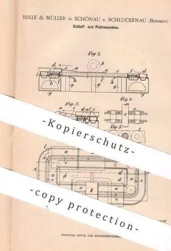 original Patent - Hille & Müller , Schönau , Schluckenau , Böhmen , 1900 , Schleifmaschine , Poliermaschine | Polieren !