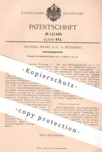 original Patent - Victoria Werke AG Nürnberg , 1900 , Zahnstangengetriebe | Zahnstangen - Getriebe | Zahnrad , Zahnräder