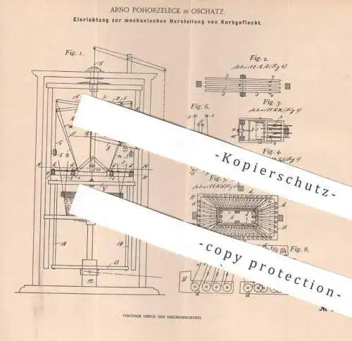 original Patent - Arno Pohorzeleck , Oschatz , 1899 , Herst. von Korbgeflecht | Korb flechten , Körbe , Korbmacher !!