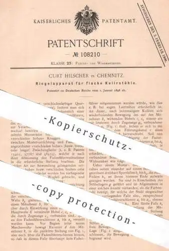 original Patent - Curt Hilscher , Chemnitz , 1898 , Ringelapparat für Kulierstühle | Kulierstuhl , Stricken , Wirkware