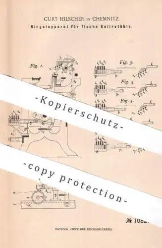 original Patent - Curt Hilscher , Chemnitz , 1898 , Ringelapparat für Kulierstühle | Kulierstuhl , Stricken , Wirkware