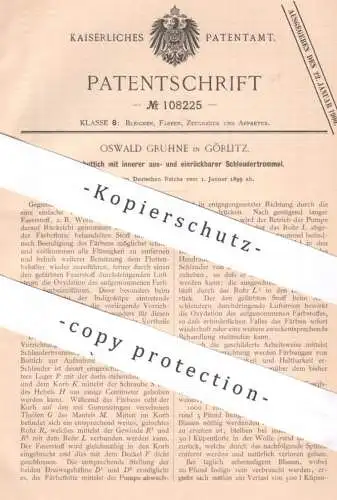 original Patent - Oswald Gruhne , Görlitz , 1899 , Färbebottich m. Schleudertrommel | Färben , Farbe , Schleuder , Wolle