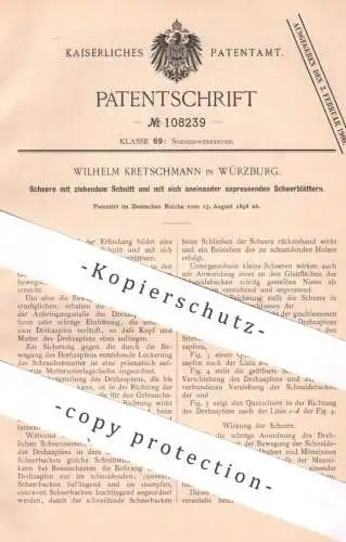 original Patent - Wilhelm Kretschmann , Würzburg , 1898 , Schere , Scheren | Schneidzeug , Werkzeug , Zange , Messer