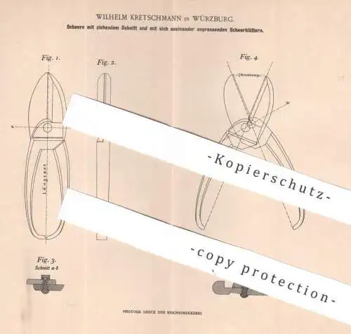 original Patent - Wilhelm Kretschmann , Würzburg , 1898 , Schere , Scheren | Schneidzeug , Werkzeug , Zange , Messer