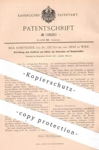 original Patent - Max Robitschek , Dr. Leo Ritter von Herz , Wien , Österreich , 1899 , Heizraum auf Dampfschiff kühlen