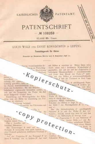 original Patent - Louis Wille , Ernst Korndörfer , Leipzig , 1898 , Tonschlagwerk für Uhren | Uhrwerk , Wecker , Uhr !!