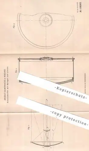 original Patent - Angelo Salmoiraghi , Mailand , Italien , 1899 , Scheinwerfer mit Spiegel und Linsen | Linse , Licht