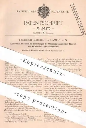 original Patent - Friedrich Malchau , Hameln / Westf. , 1898 , Kaffeemühle | Kaffee , Mühle , Mühlen , Mahlwerk , Coffee