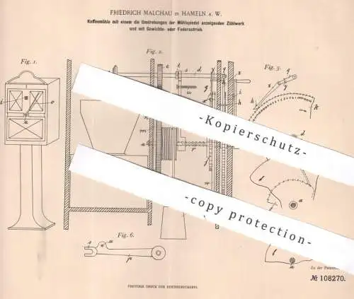 original Patent - Friedrich Malchau , Hameln / Westf. , 1898 , Kaffeemühle | Kaffee , Mühle , Mühlen , Mahlwerk , Coffee