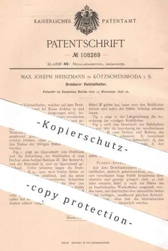 original Patent - Max Joseph Heinzmann , Kötzschenbroda | Drehbarer Vielstahlhalter | Stahlhalter Stahl Metall Drehbank