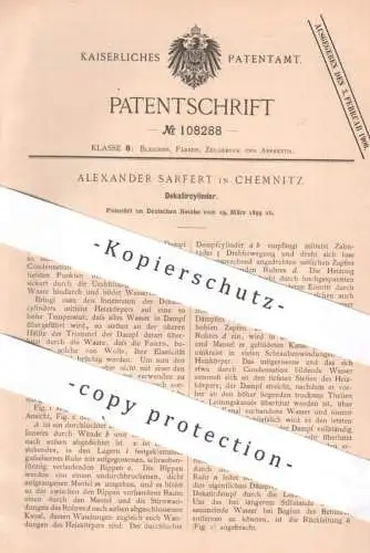 original Patent - Alexander Sarfert , Chemnitz , 1899 , Dekatiercylinder | Dekatieren | Wollstoff behandeln | Baumwolle