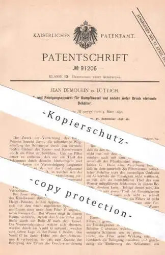 original Patent - Jean Demoulin , Lüttich , Belgien | 1896 | Wasserumlauf- u. Reinigungsapparat für Dampfkessel | Kessel