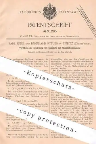 original Patent - Karl Jung , Bernhard Steuer , Bielitz , Österreich , 1896 , Salzsäure aus Chlorcalciumlauge | Säure