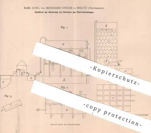 original Patent - Karl Jung , Bernhard Steuer , Bielitz , Österreich , 1896 , Salzsäure aus Chlorcalciumlauge | Säure