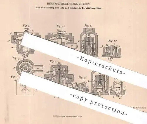 original Patent - Hermann Biedermann , Wien , Österreich , 1896 ,  Zerstäubungsdüse | Zerstäubung Düse | Ventilation !