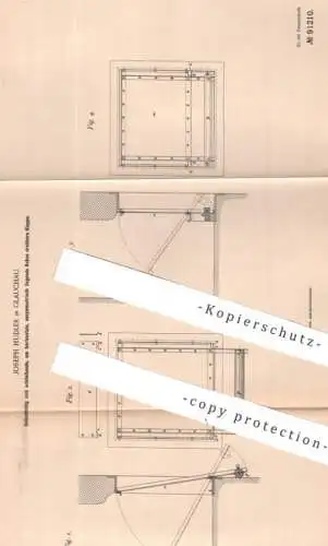 original Patent - Joseph Hudler , Glauchau 1896 , Selbsttätig sich schließende Klappe | Lüftung , Gebläse , Ventilation