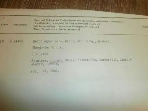 original Patent / Warenzeichen - Eintragung , POLIFIX ,12.1.1927,Ewald Meyer / Jahn & Co. in Rostock , Chemische Fabrik