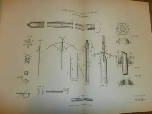 original Patent - Artin Kaisserly in Contantinopel / Istanbul , 18.03.1888 , Stockschirm , Schirm !!